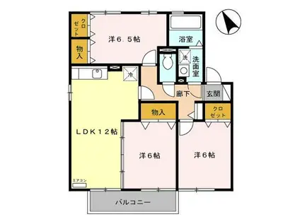 万葉線 広小路駅(富山) 徒歩17分 2階建 築22年(3LDK/2階)の間取り写真