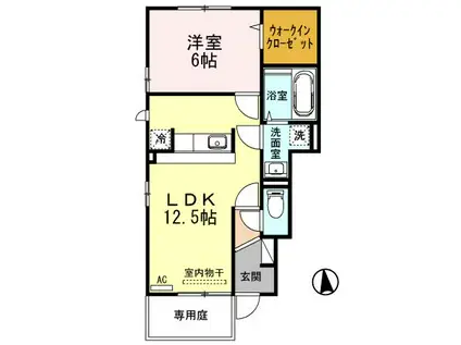 氷見線 越中中川駅 徒歩11分 2階建 築13年(1LDK/1階)の間取り写真