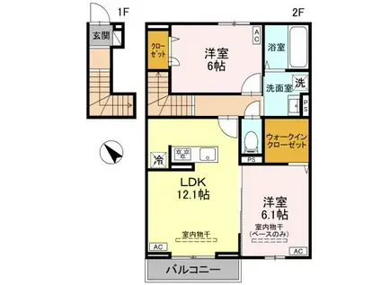 富山地鉄富山港線 粟島駅 徒歩14分 2階建 築1年(2LDK/2階)の間取り写真