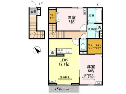 富山地鉄富山港線 粟島駅 徒歩14分 2階建 築1年(2LDK/2階)の間取り写真