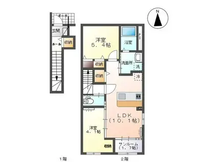 ルーベンス城東(2LDK/2階)の間取り写真