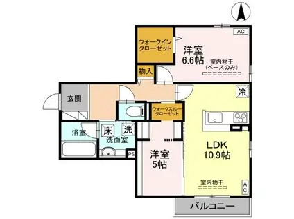 富山地鉄富山市内線 地鉄ビル前駅 徒歩10分 3階建 築1年(2LDK/1階)の間取り写真