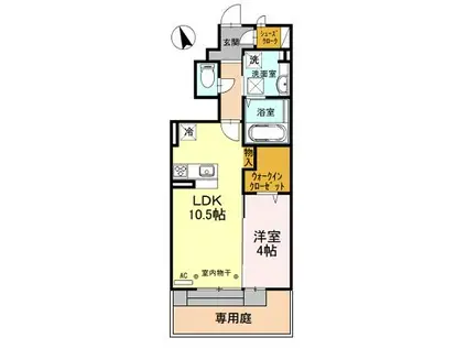 氷見線 越中中川駅 徒歩37分 2階建 築9年(1LDK/1階)の間取り写真