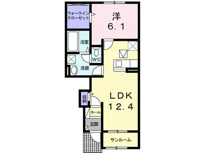 あいの風とやま鉄道 水橋駅 徒歩17分 2階建 築4年(1LDK/1階)の間取り写真