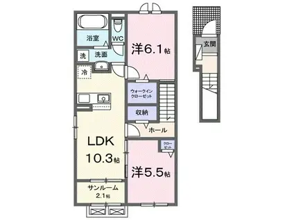 氷見線 越中中川駅 徒歩11分 2階建 築2年(2LDK/2階)の間取り写真