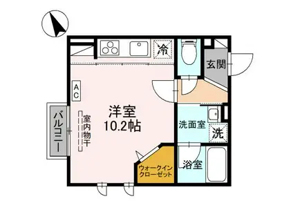 富山地鉄富山市内線 富山大学前駅 徒歩3分 2階建 築1年(ワンルーム/2階)の間取り写真
