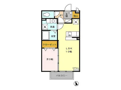 城端線 戸出駅 徒歩8分 2階建 築22年(1LDK/1階)の間取り写真