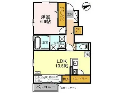 城端線 砺波駅 徒歩15分 2階建 築3年(1LDK/1階)の間取り写真