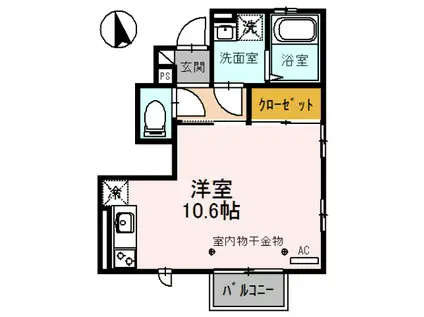 氷見線 越中中川駅 徒歩36分 2階建 築7年(ワンルーム/1階)の間取り写真