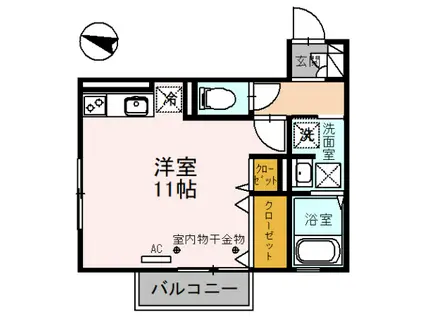 高山本線 速星駅 徒歩8分 2階建 築6年(ワンルーム/1階)の間取り写真