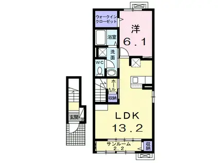富山地鉄本線 東新庄駅 徒歩16分 2階建 築2年(1LDK/2階)の間取り写真