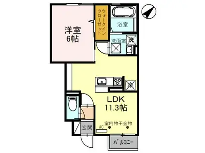 D-ROOMグランデ(1LDK/1階)の間取り写真