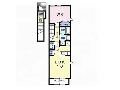 万葉線 片原町駅(富山) 徒歩15分 2階建 築20年(1LDK/2階)の間取り写真