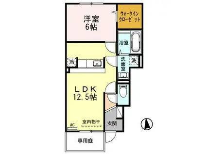 氷見線 越中中川駅 徒歩11分 2階建 築13年(1LDK/1階)の間取り写真