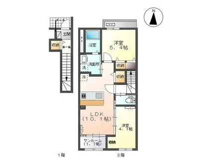 クレスト蓮(2LDK/2階)の間取り写真