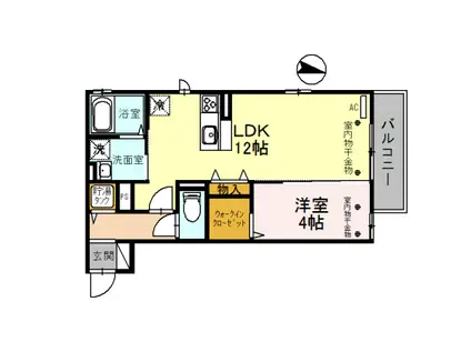 あいの風とやま鉄道 高岡駅 徒歩9分 3階建 築7年(1LDK/2階)の間取り写真