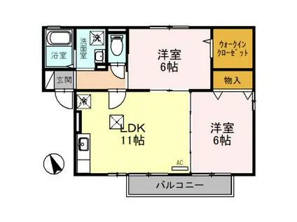 セジュールあかね(2LDK/1階)の間取り写真