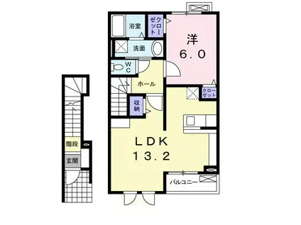 あいの風とやま鉄道 越中大門駅 徒歩19分 2階建 築16年(1LDK/2階)の間取り写真