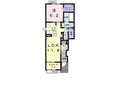 万葉線 片原町駅(富山) 徒歩36分 2階建 築4年(1LDK/1階)の間取り写真