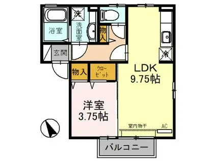 氷見線 氷見駅 徒歩35分 2階建 築22年(1LDK/2階)の間取り写真