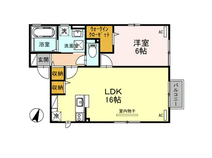 富山地鉄本線 新庄田中駅 徒歩16分 2階建 築17年(1LDK/1階)の間取り写真