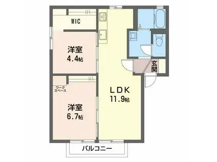 氷見線 越中中川駅 徒歩24分 2階建 築28年(2LDK/1階)の間取り写真