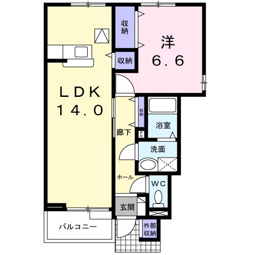 高山本線 越中八尾駅 徒歩24分 2階建 築21年(1LDK/1階)の間取り写真