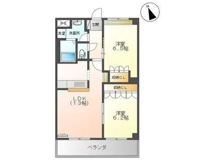 富山地鉄不二越上滝 南富山駅 徒歩11分 3階建 築16年(2LDK/2階)の間取り写真