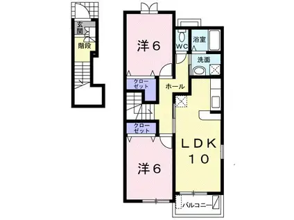 城端線 油田駅 徒歩17分 2階建 築21年(2LDK/2階)の間取り写真