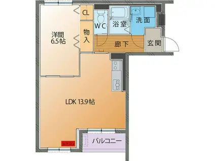 富山地鉄不二越上滝 朝菜町駅 徒歩19分 3階建 築19年(1LDK/2階)の間取り写真