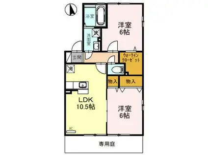 北陸新幹線 新高岡駅 徒歩13分 2階建 築21年(2LDK/1階)の間取り写真