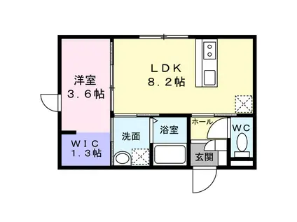 ランコントル(1LDK/1階)の間取り写真