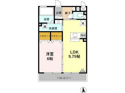 あいの風とやま鉄道 高岡駅 徒歩25分 3階建 築18年(1LDK/3階)の間取り写真