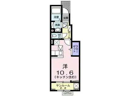 高山本線 速星駅 徒歩19分 2階建 新築(ワンルーム/1階)の間取り写真