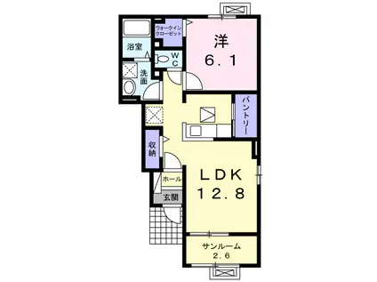万葉線 越ノ潟駅 徒歩41分 2階建 築10年(1LDK/1階)の間取り写真