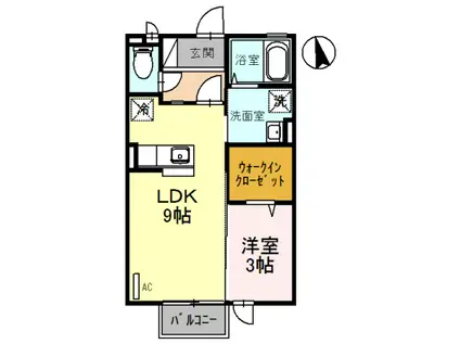 富山地鉄富山港線 下奥井駅 徒歩5分 2階建 築19年(1LDK/2階)の間取り写真