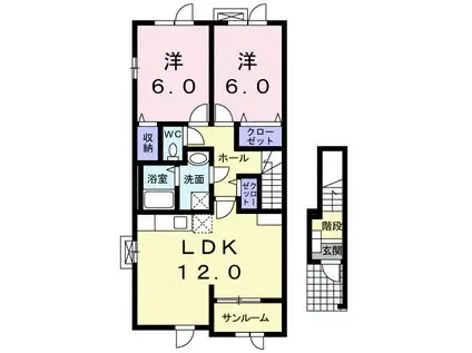 ブリアントビューB(2LDK/2階)の間取り写真