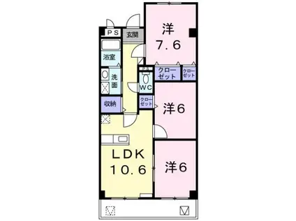 城端線 砺波駅 徒歩10分 3階建 築22年(3LDK/2階)の間取り写真