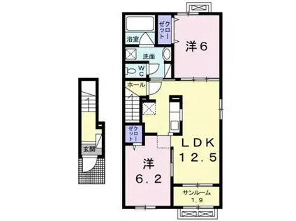 富山地鉄本線 越中荏原駅 徒歩29分 2階建 築8年(2LDK/2階)の間取り写真