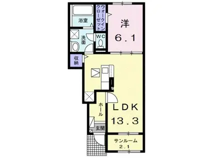 高山本線 速星駅 徒歩35分 2階建 新築(1LDK/1階)の間取り写真