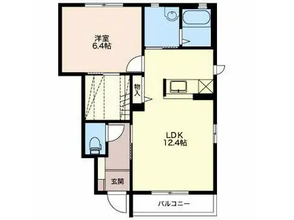 氷見線 越中中川駅 徒歩19分 2階建 築17年(1LDK/1階)の間取り写真