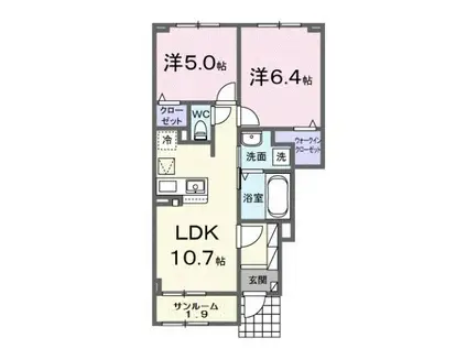 高山本線 千里駅(富山) 徒歩26分 2階建 新築(2LDK/1階)の間取り写真