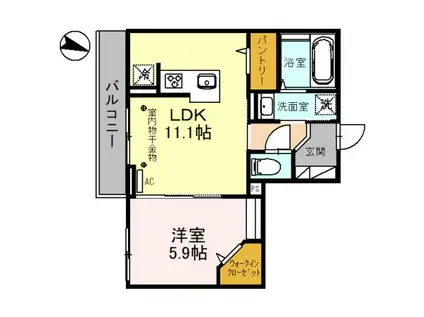 あいの風とやま鉄道 石動駅 徒歩2分 3階建 築2年(1LDK/3階)の間取り写真