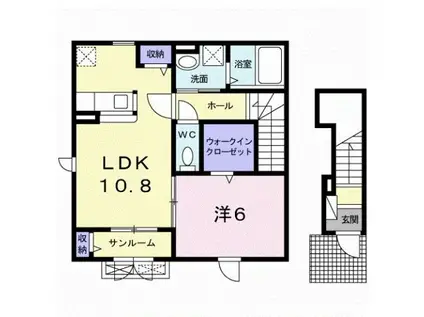 万葉線 米島口駅 徒歩5分 2階建 築10年(1LDK/2階)の間取り写真