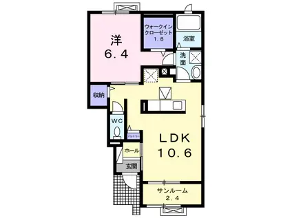 富山地鉄本線 東新庄駅 徒歩20分 2階建 築11年(1LDK/1階)の間取り写真