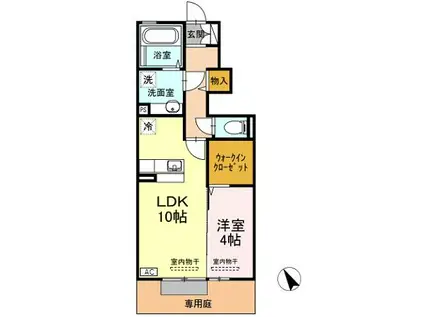 富山地鉄富山港線 下奥井駅 徒歩6分 2階建 築10年(1LDK/1階)の間取り写真