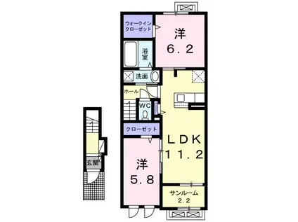 北陸新幹線 新高岡駅 徒歩9分 2階建 築6年(2LDK/2階)の間取り写真