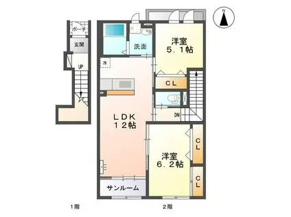 スペリアージュT(2LDK/2階)の間取り写真
