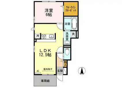北陸新幹線 新高岡駅 徒歩4分 2階建 築14年(1LDK/1階)の間取り写真