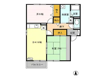 城端線 戸出駅 徒歩11分 2階建 築25年(2DK/1階)の間取り写真